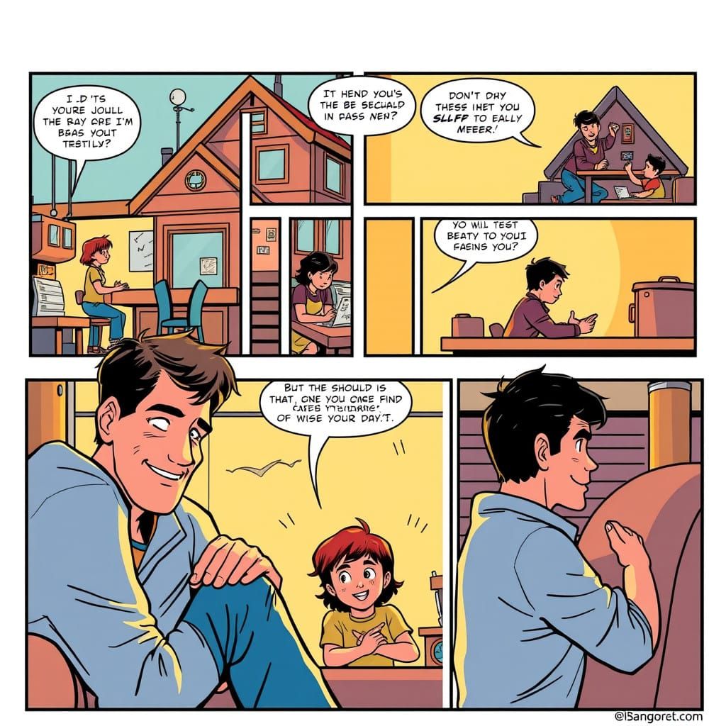 Everyday Life in Vibrant Comic Strip Style