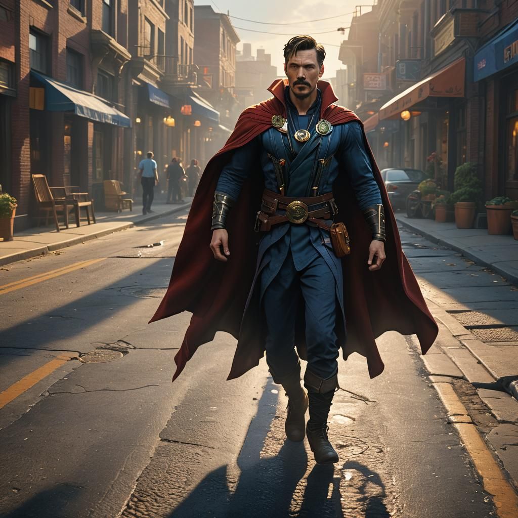 Doctor Strange in Small Town: Hyper-Realistic Marvel Art