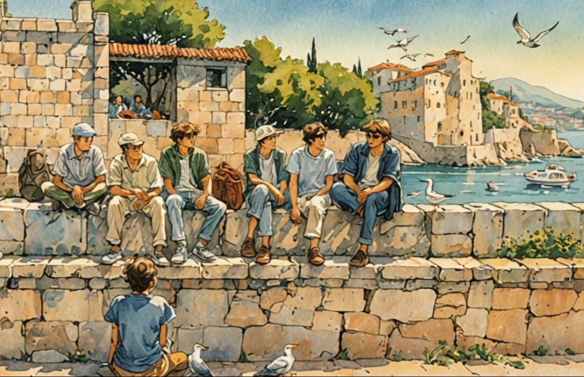Ferry Stop: Illustration in the Style of Milo Manara