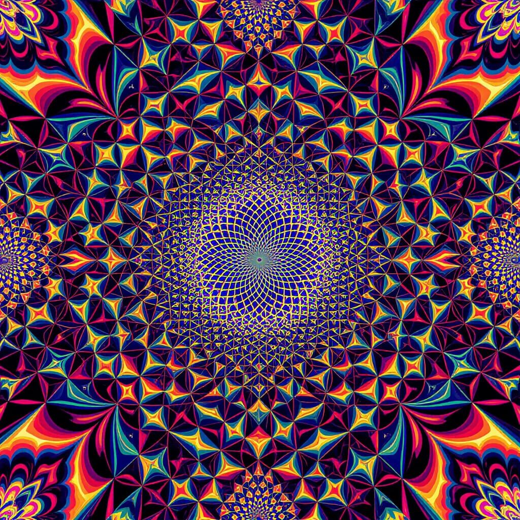 Psychedelic Kaleidoscope Mirrors Infinite Shapes