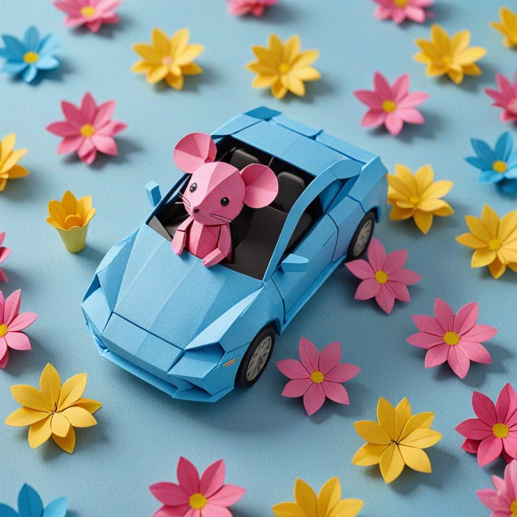 Colorful Paper Origami Car