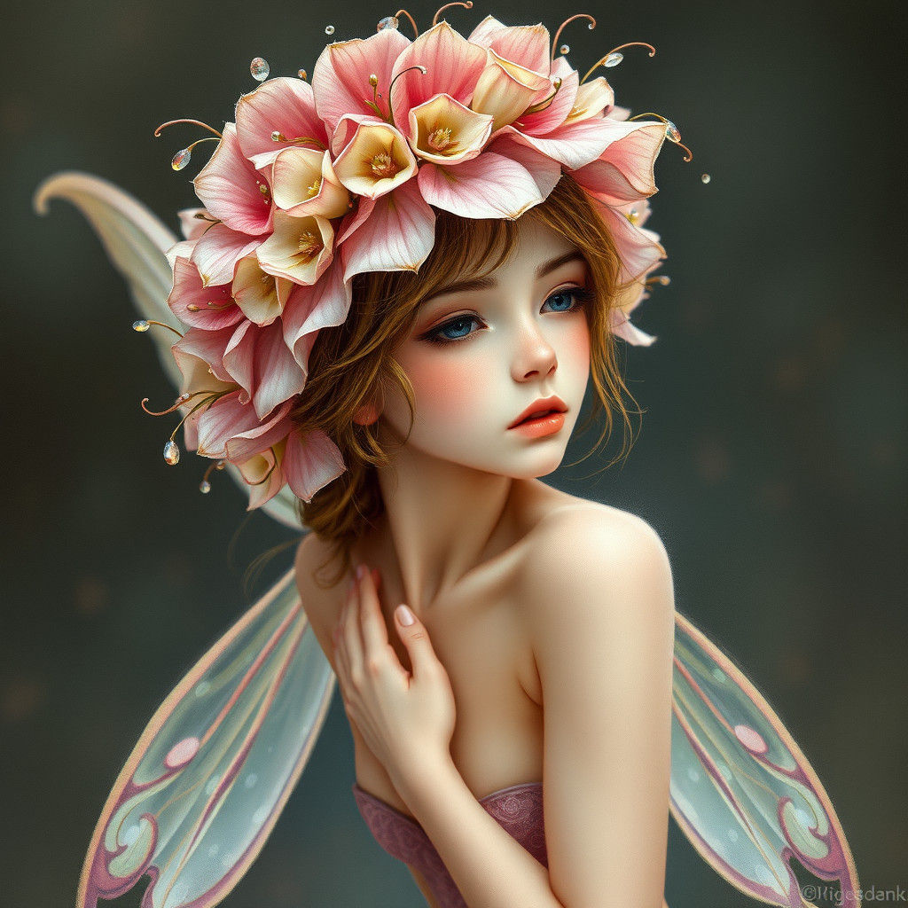 Ethereal Fairy Portrait with Floral Hat
