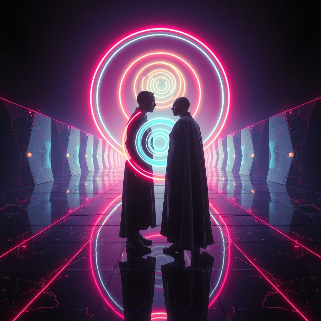 Architect and Echoform in Synthwave Mirror Sea