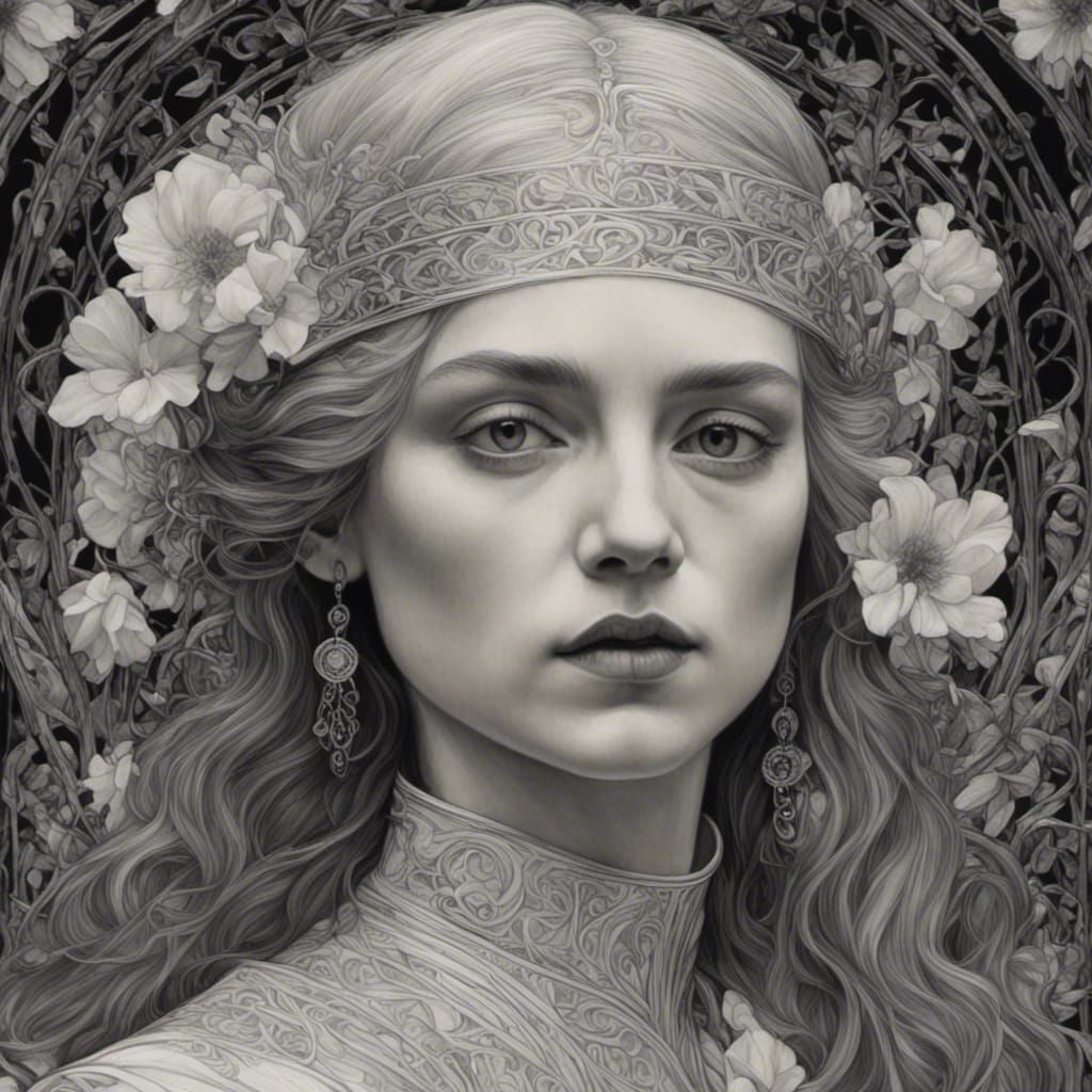 Elegant Portrait in Art Nouveau Style