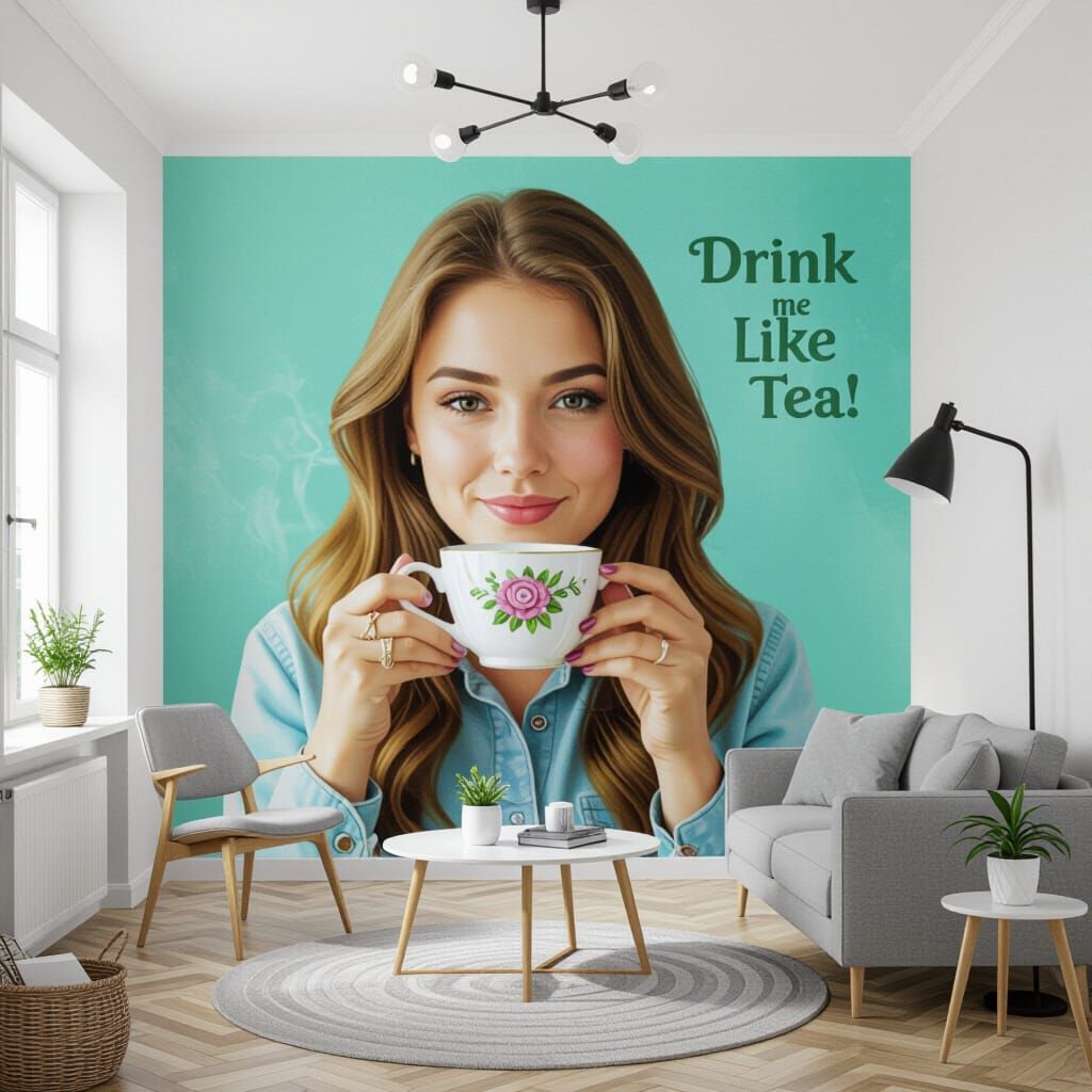Realistic Mural: Drink Me Like Tea! in Realismo Style