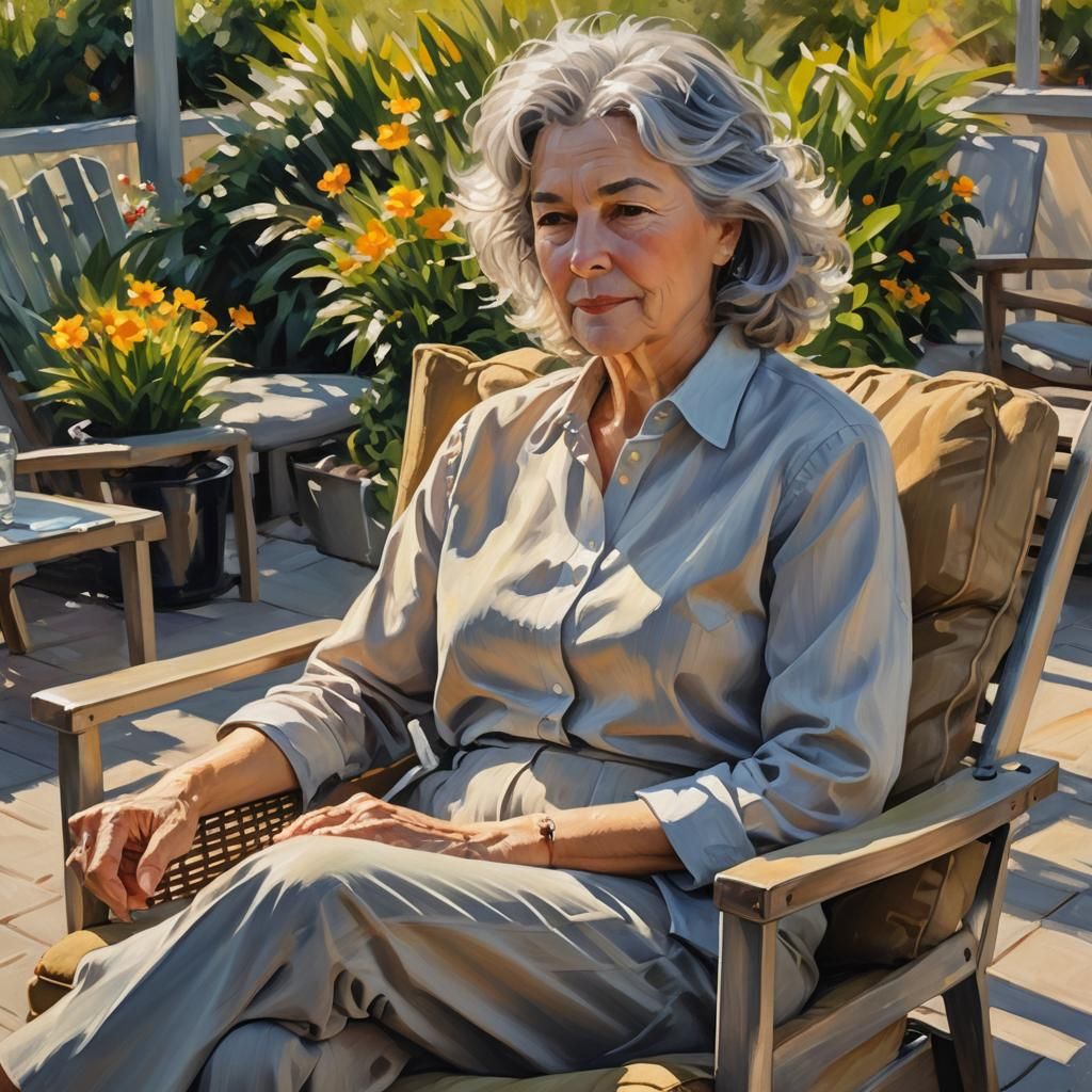 Impressionist Painting of Woman in Sunlight