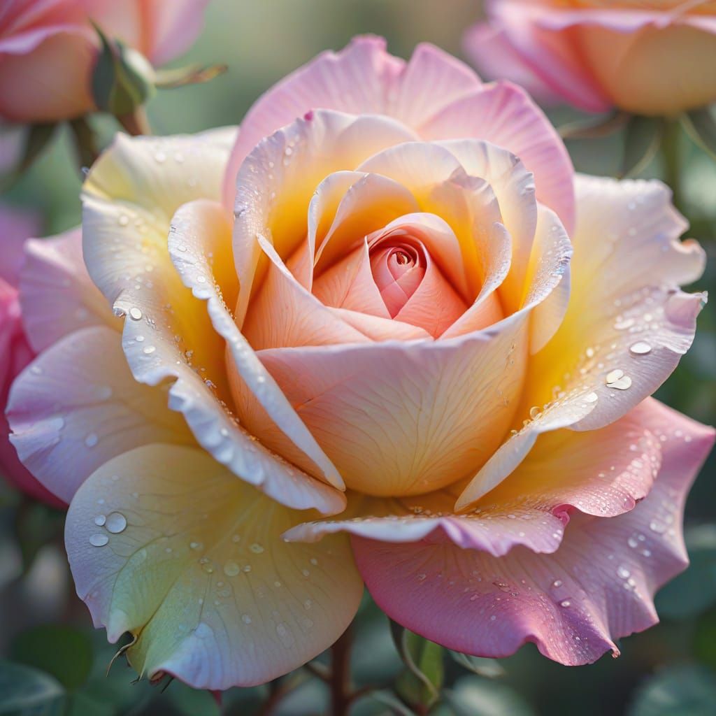 Blooming Rose in Gentle Light: Digital Art