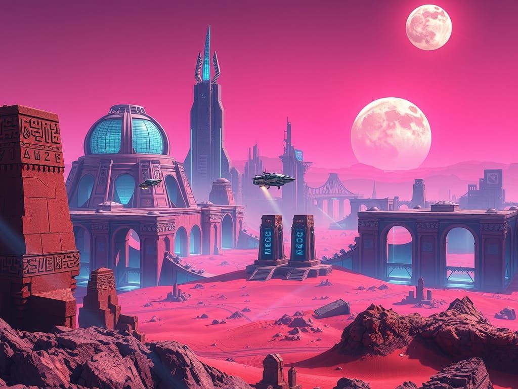 Mars Cityscape in Synthwave Style