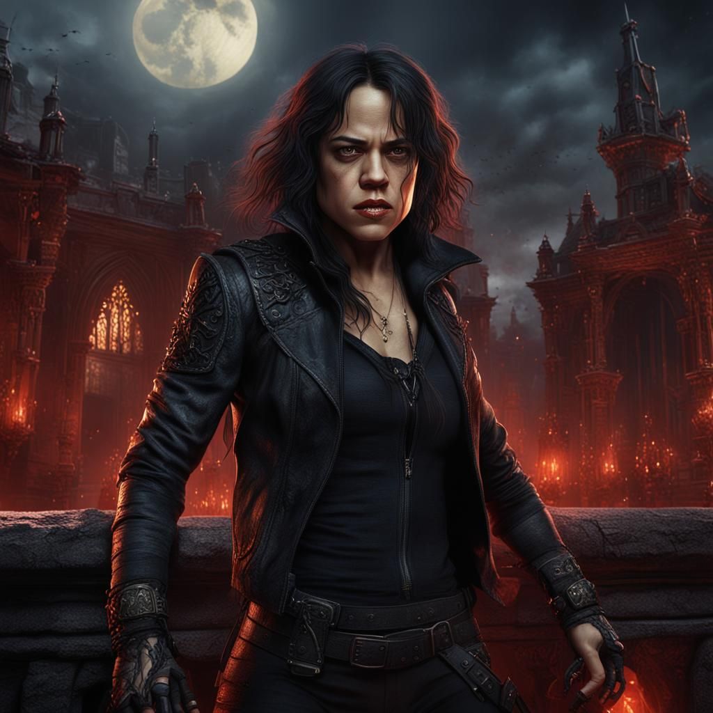 Michelle Rodriguez as Vampire in Detailed Matte Painting