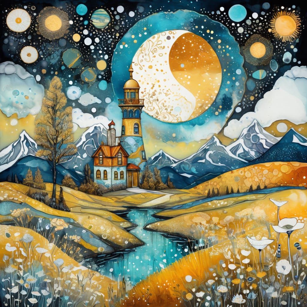 Whimsical Golden Sunlit Garden