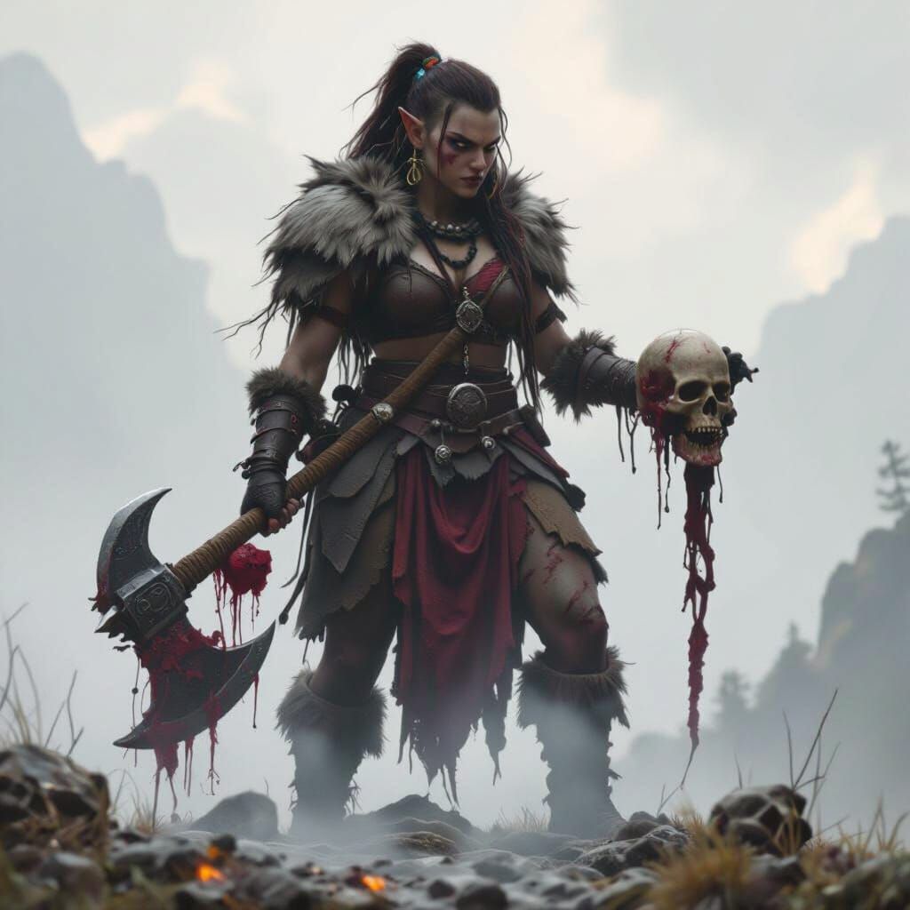 Troll Warlord with Axe, Dark Fantasy Art