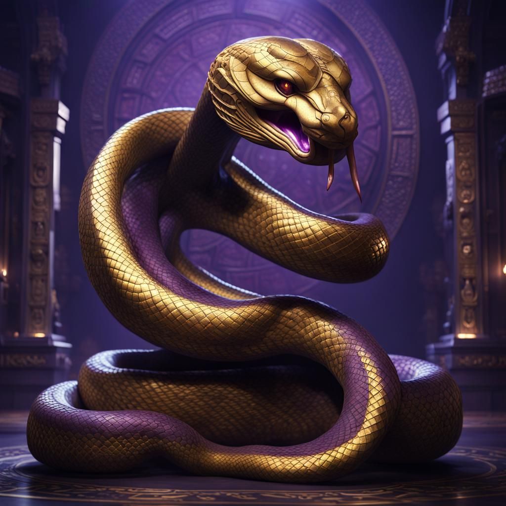 Cobra with Buddha Face: Dark Fantasy Art