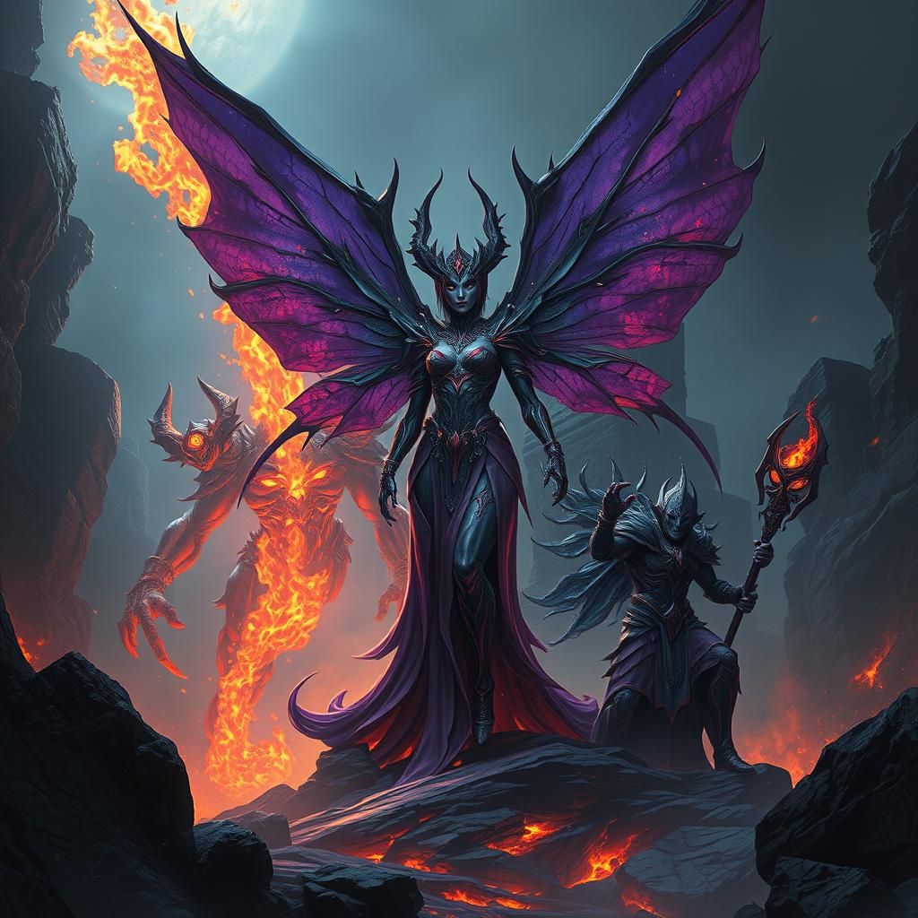 Dark Fairy, Lava Golem, and Iron Titan in Dark Fantasy