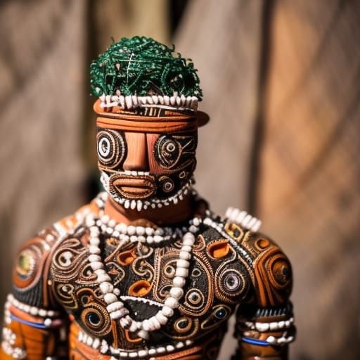 Samoan Man in Colorful Assemblage Art