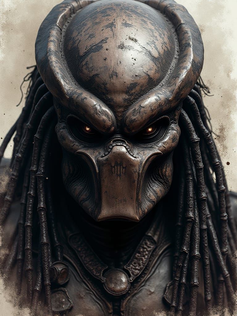 Menacing Predator Portrait in Dark Fantasy Ink Art Style