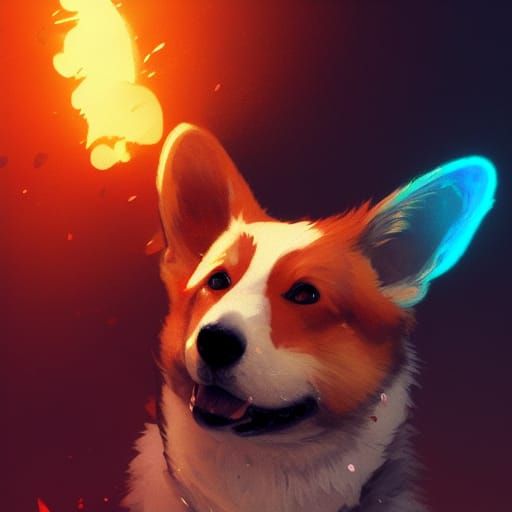 Hyperdetailed Corgi Concept Art in Art Nouveau Style