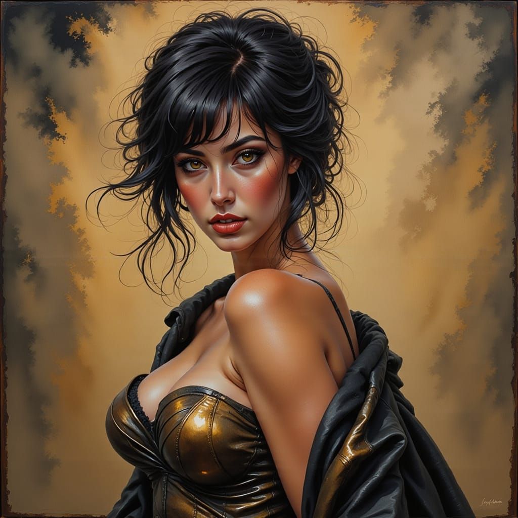 Elegant Portrait with Dramatic Lighting and Sleek Style