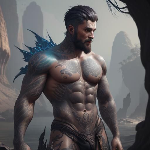 Shirtless Tattooed Men: Fantasy Concept Art