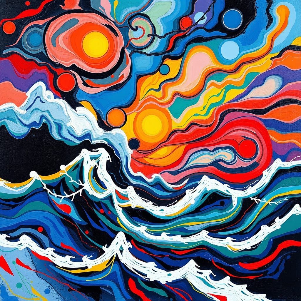 Abstract Expressionist Painting of a Stormy Sea