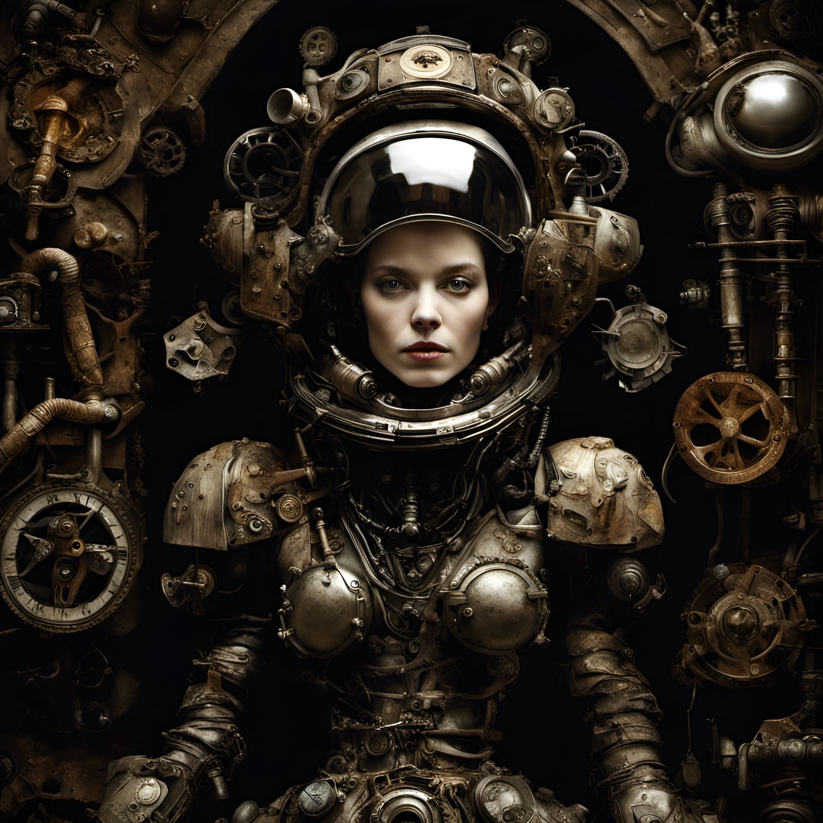 Steampunk Baroque Astronaut Goddess in Wonderland