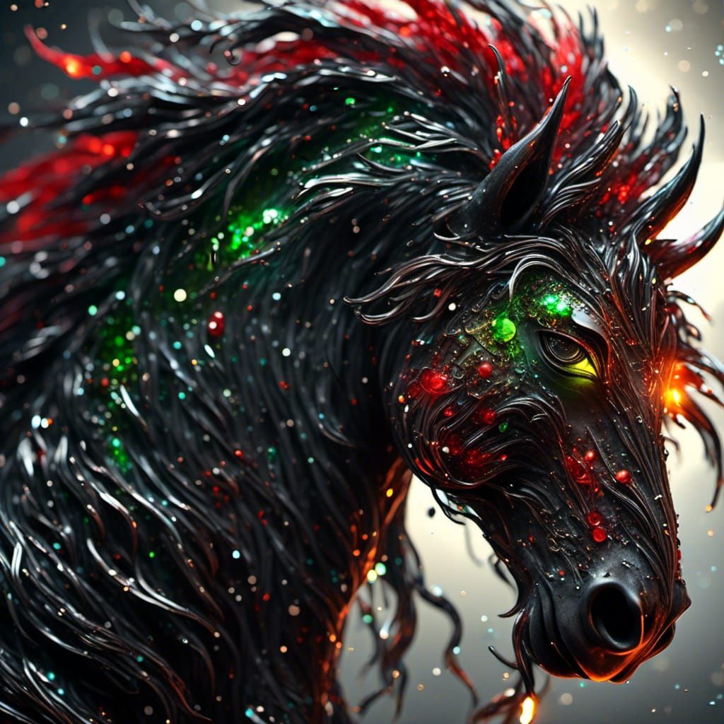Venom Demon Horse with Crystal Ribbons