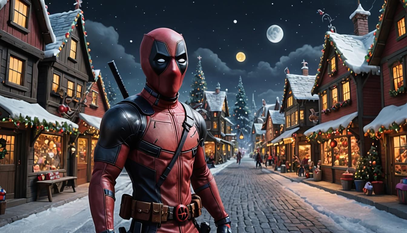 Deadpool in Nightmare Before Christmas Town Scene
