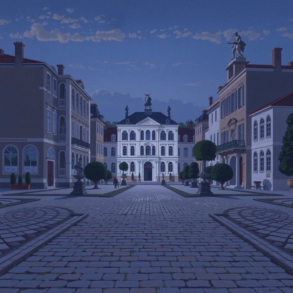 Classical Renaissance Park with Villa and Fountains