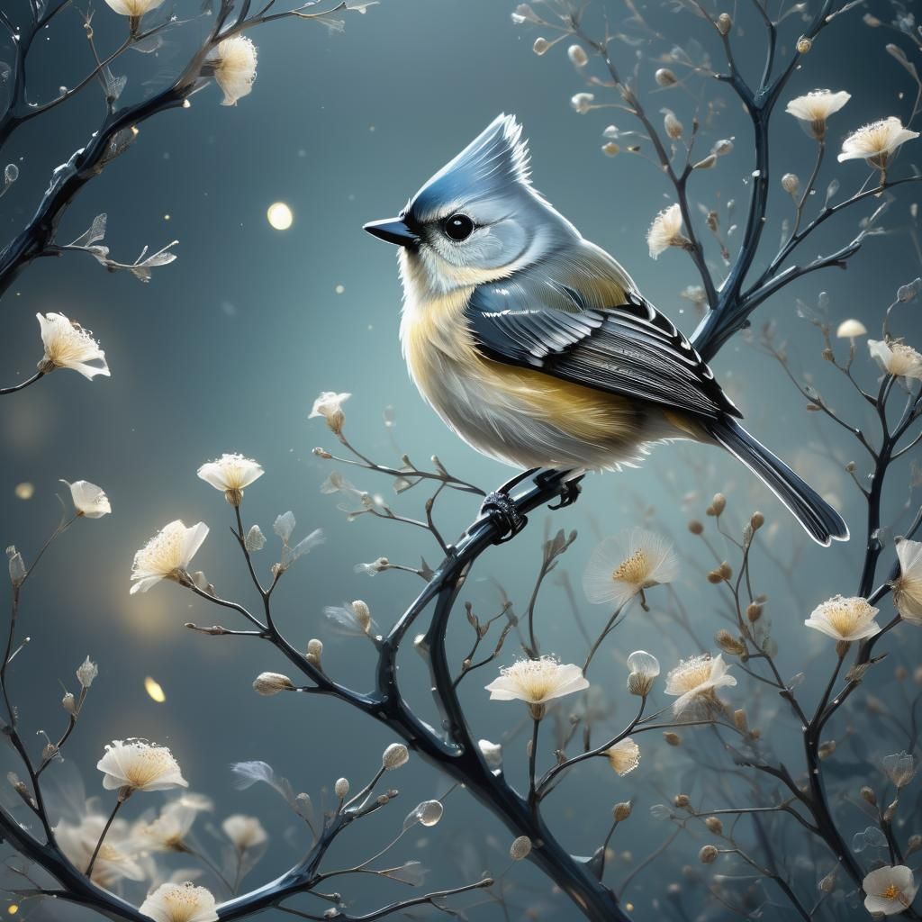 a titmouse in the spring