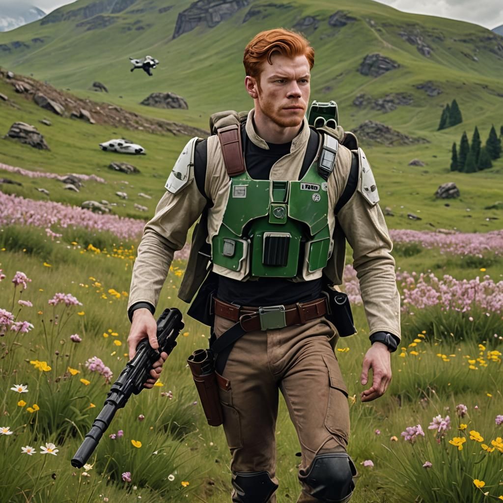 Redhead Jedi in Meadow with Rebel Alliance Activity