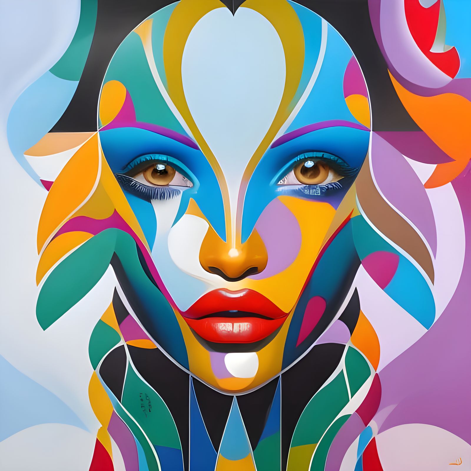 Water Face: Graffiti Art in Cubist Style