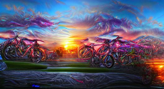 Cycling Sunset 8k resolution holographic hyperrealism HDR ma...