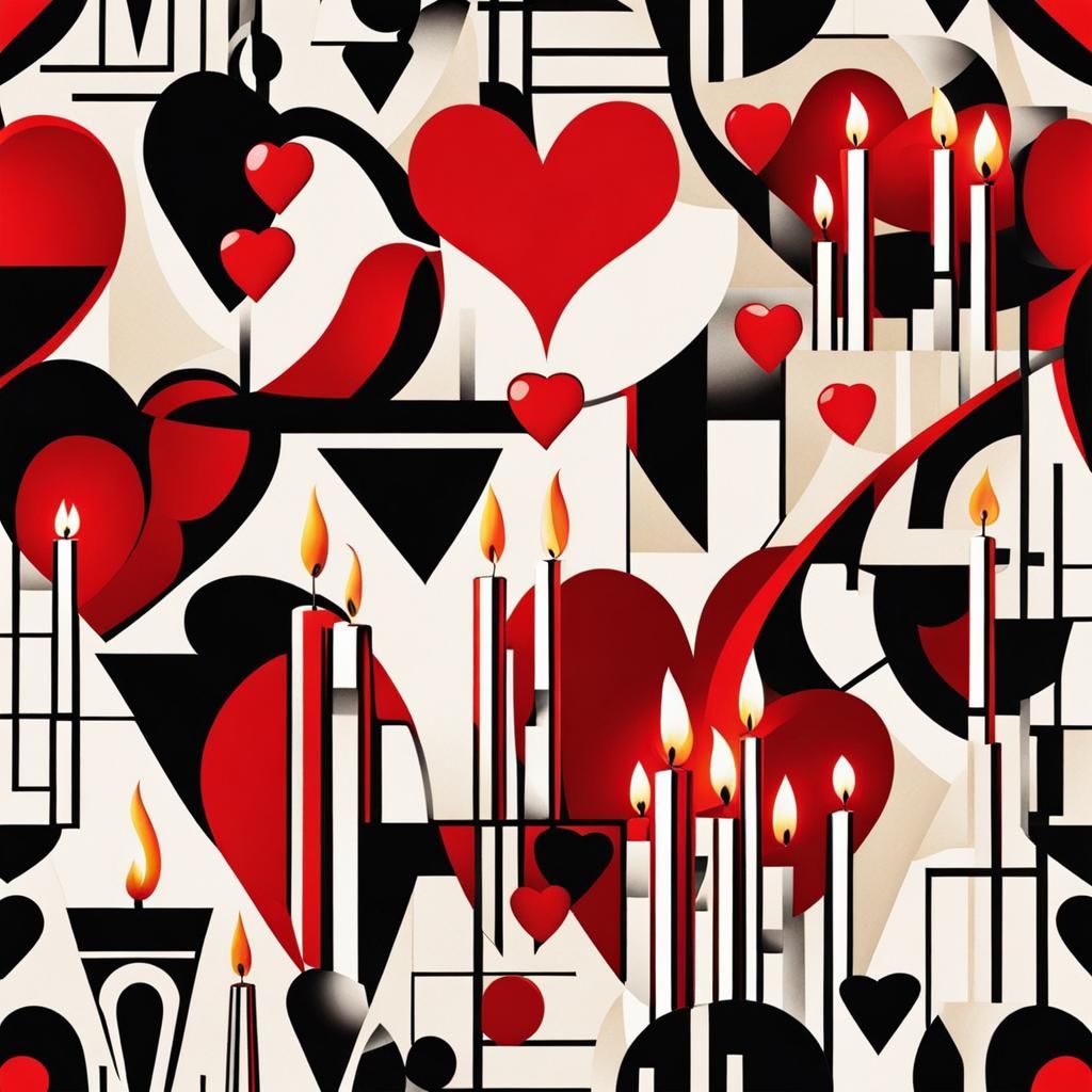 Romantic Double Exposure Heart in Cubist Style