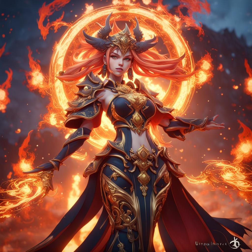Genshin Impact Goddess of War in Fantasy Art