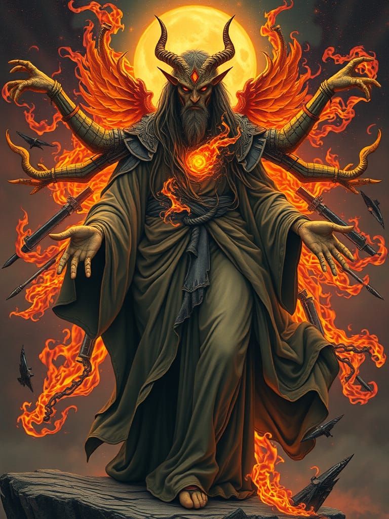 Cybernetic God in Ethereal Flames
