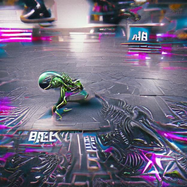 Alien Breakdancing on a Desk: Digital Art