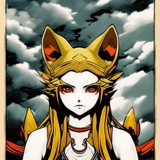Kitsune Goddess in Anime Key Visual Style