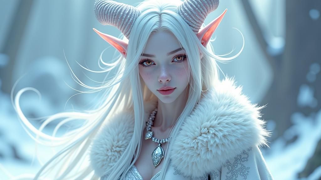 Icy Pale Devil in Anime Style with Platinum Hair