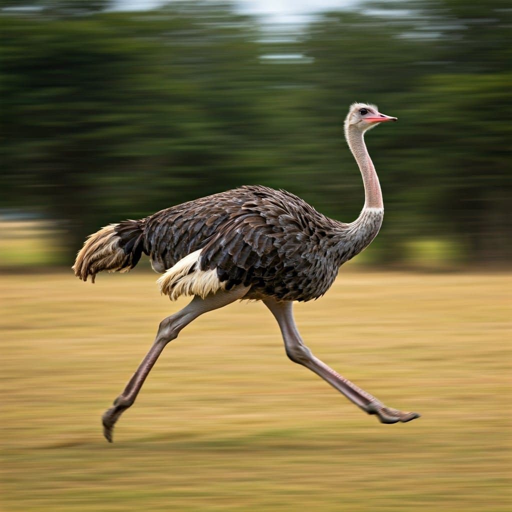 Savannah Ostrich in Full Flight