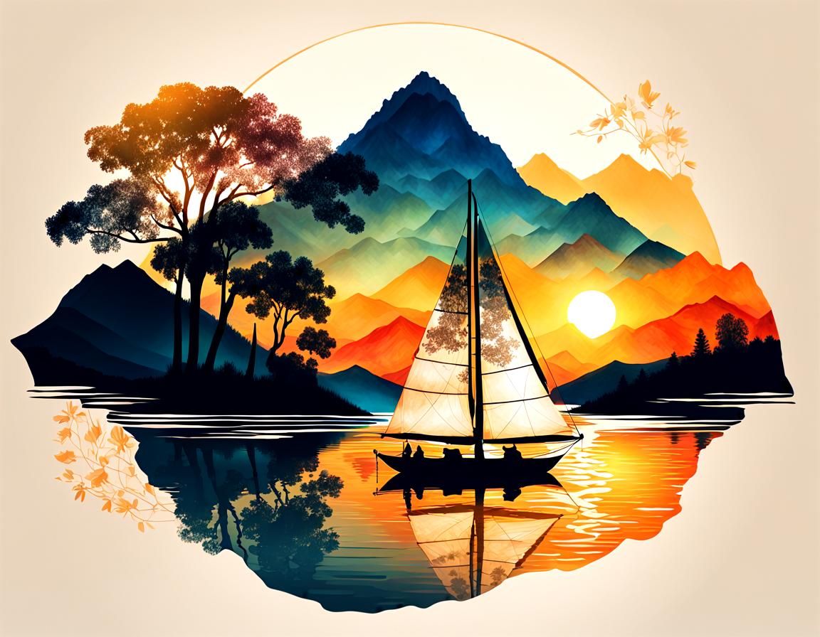 Flamenco Dancer Silhouette in Double Exposure Sunset