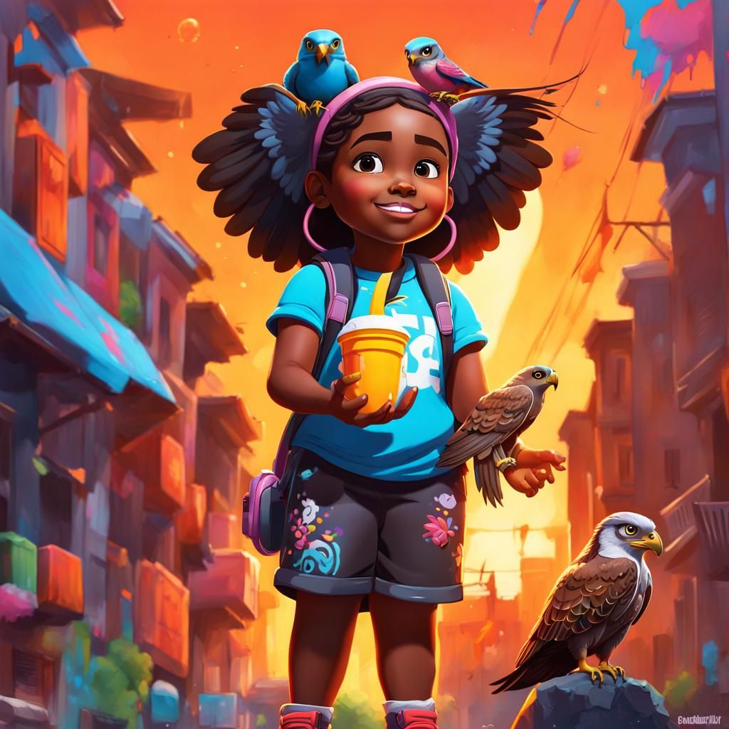 Falconry Student: Graffiti Art With Falcon Landing