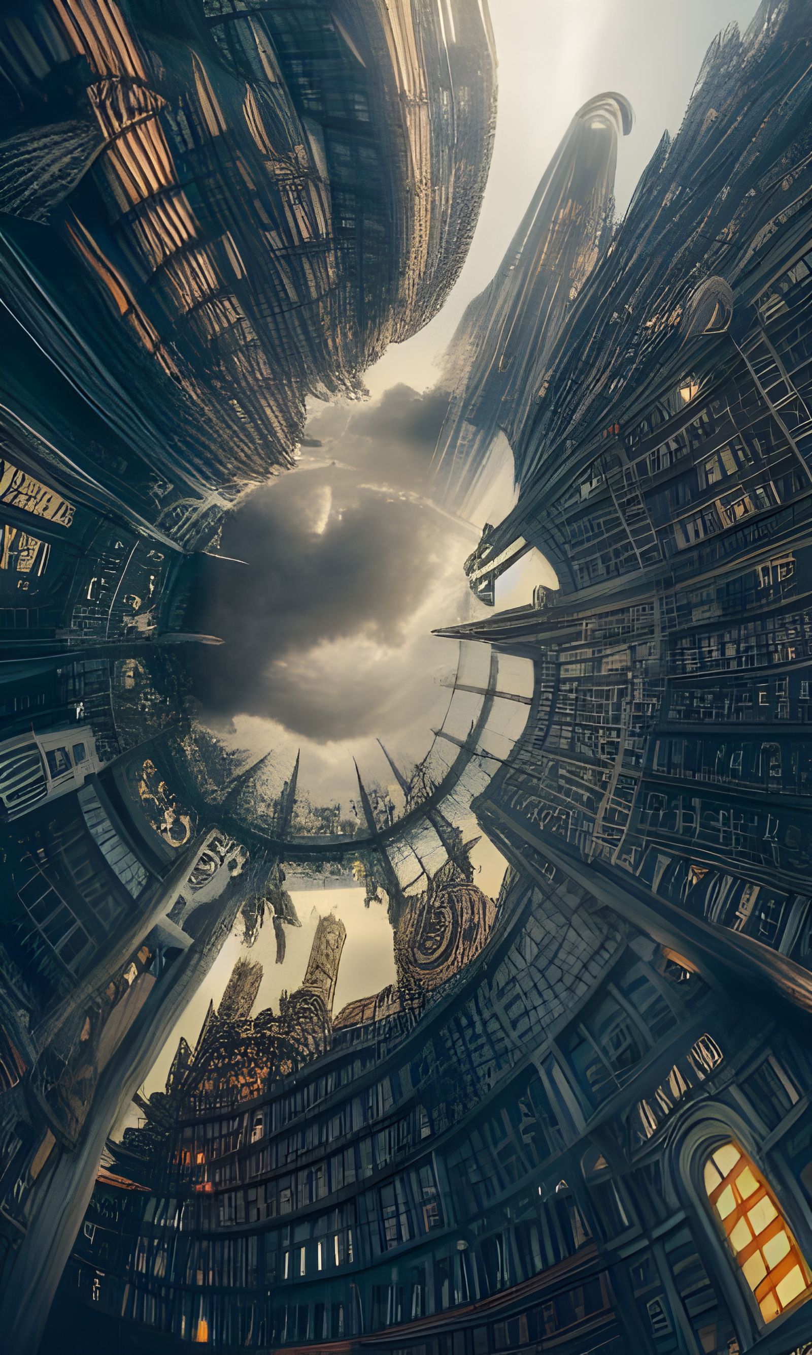 Armored Lynx in Steampunk Cityscape: Digital Matte Painting