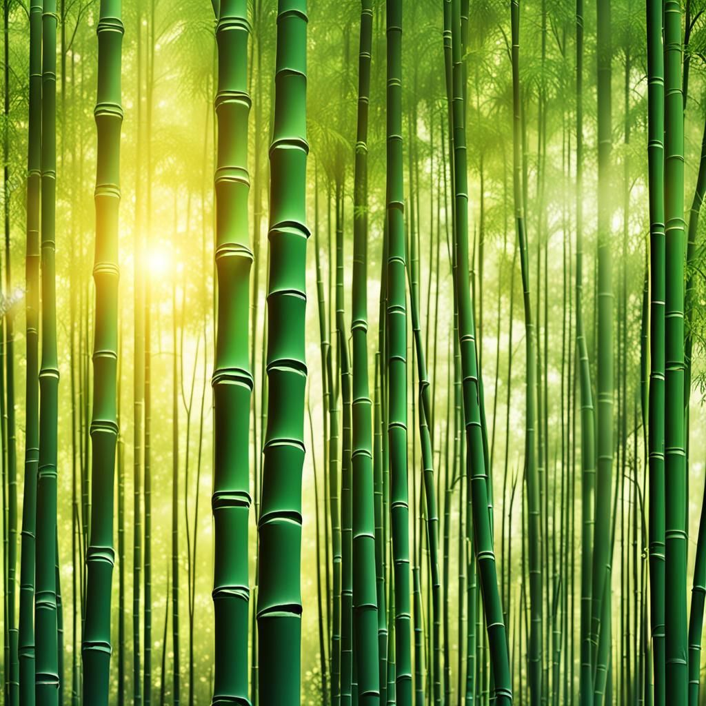Bamboo in Morning Sun: Realistic Digital Painting