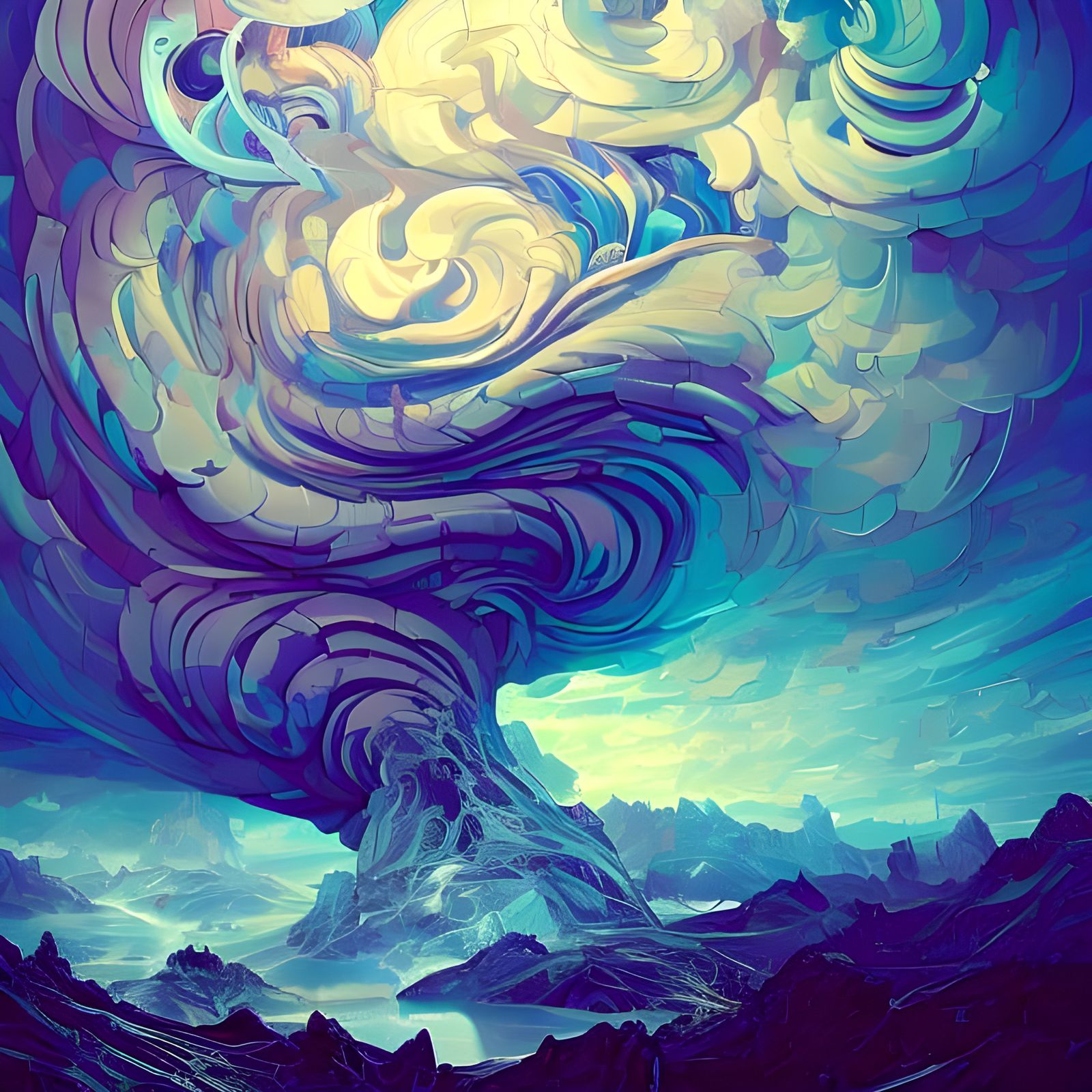 Magnificent Swirling Sky in Holographic Style