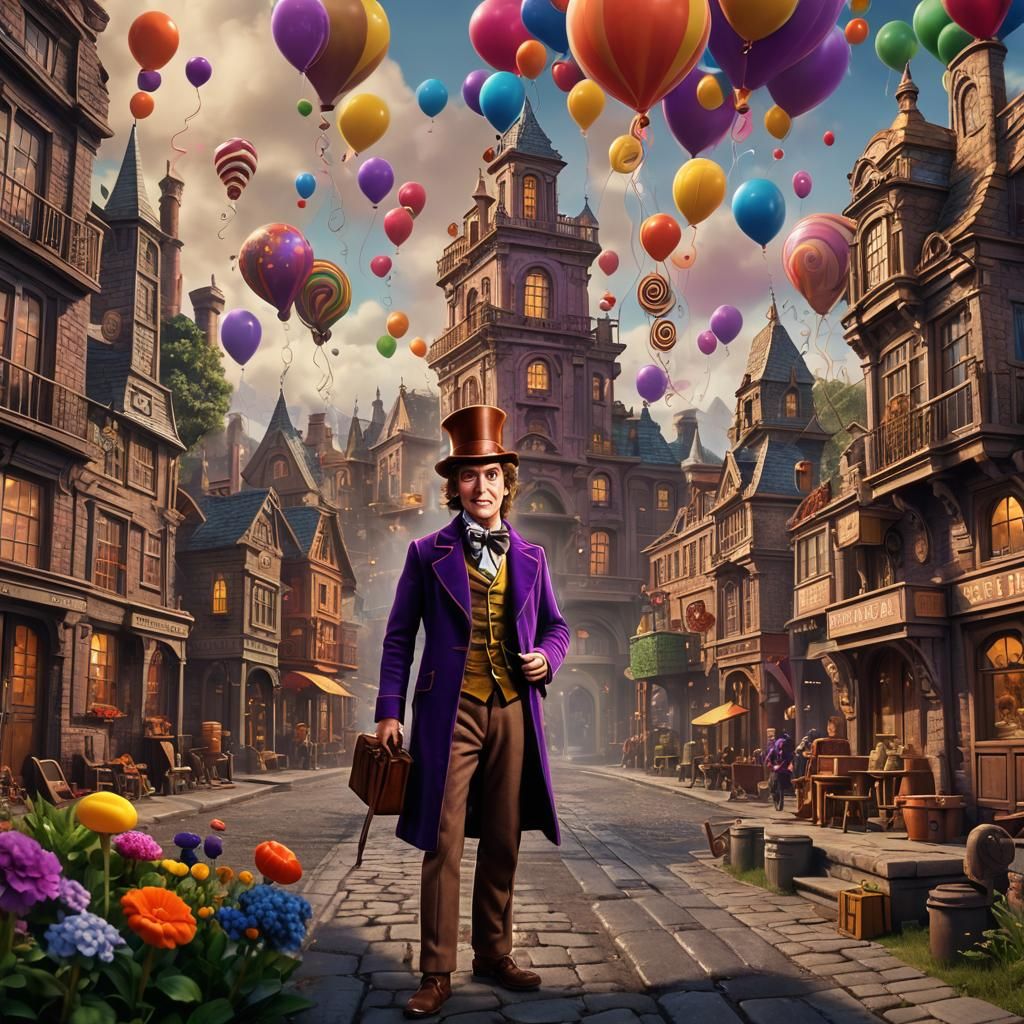 Willy Wonka Movie Poster: Detailed Fantasy Concept Art