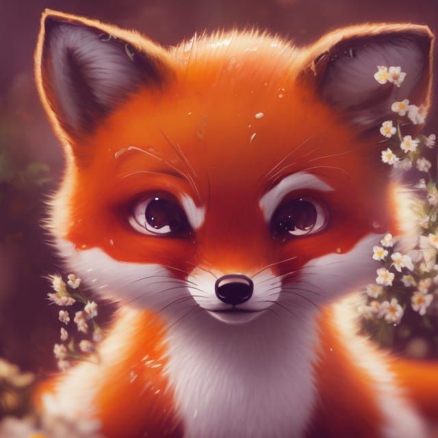 Chibi Fox-Girl with Doe Eyes, 3D Digital Art
