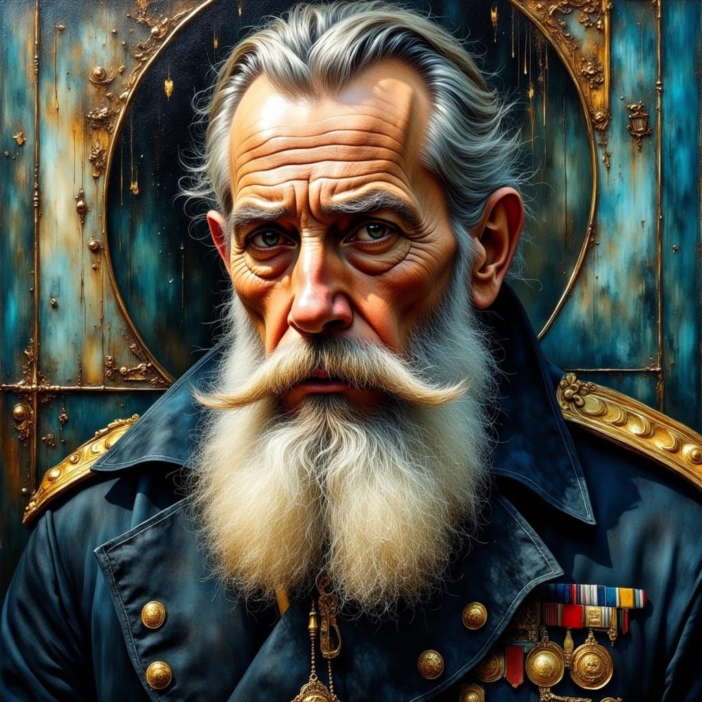 Submarine Captain Portrait in Impasto Oil Style