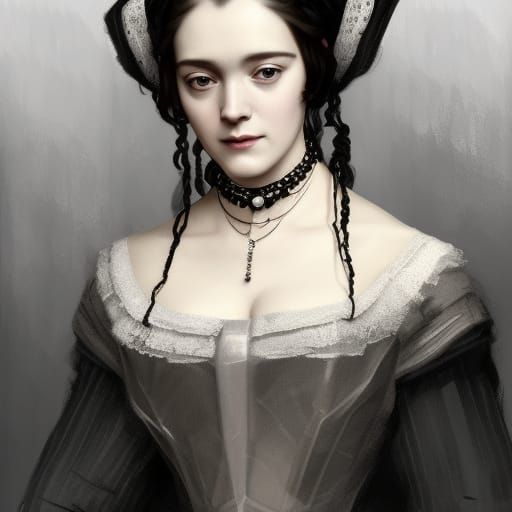 Frankenstein Anne Boleyn Portrait in Black and White