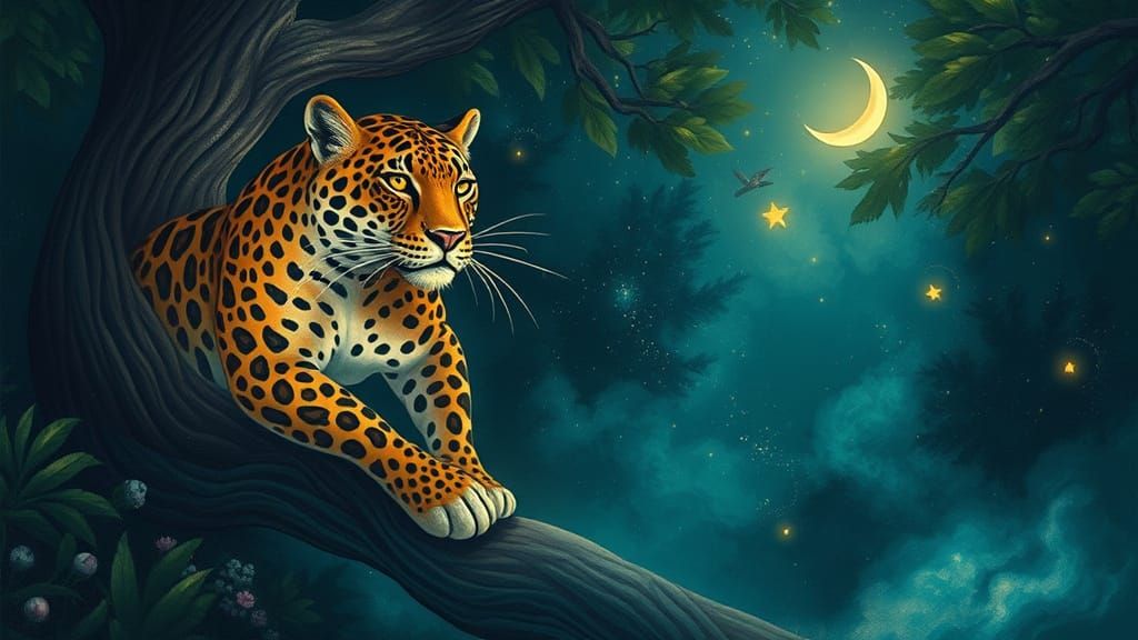 Leopard Child of Star Gods in Ancient Forest