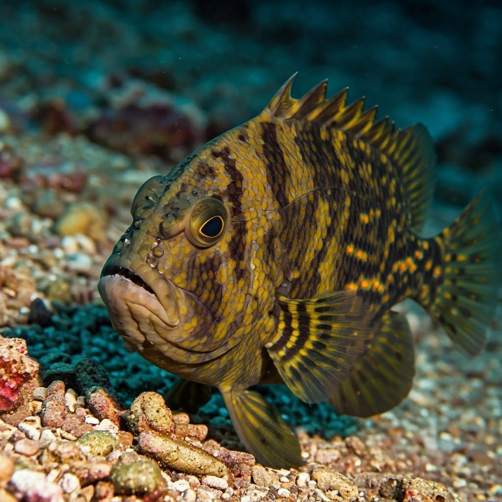Angler Fish Swimming in the Deep Sea