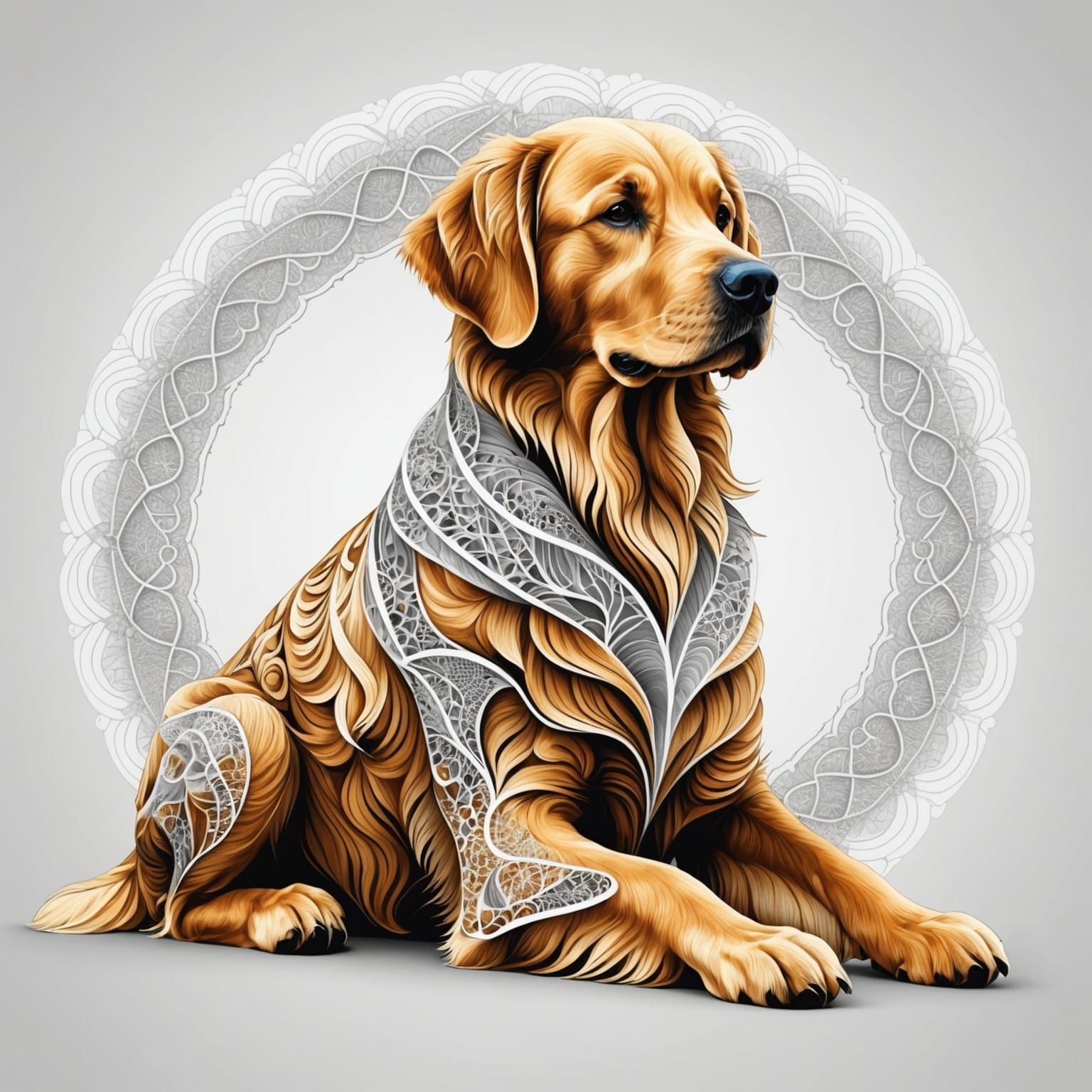 Golden Retriever Dog Abstract Vector Fractal Art